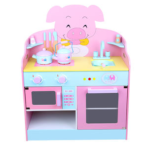 Set di cottura di maiale rosa di sicurezza di simulazione in legno creativo <span class=keywords><strong>Montessori</strong></span> Set educativi grandi giocattoli da <span class=keywords><strong>cucina</strong></span> e cibo mattoncini - Product Image 1