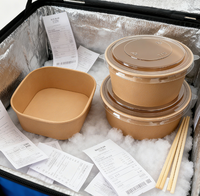 Factory Direct Sale Plastic-free Recyclable Kraft Paper Bowl Heavy-duty & Heat-resistant Round Natural/White Lunch Box with Lid