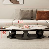 Ensemble de table basse ovale en pierre brillante de style italien, design moderne, luxe léger, mobilier minimaliste pour la maison