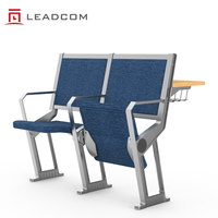 Ensemble pupitre et chaise de conférence LEADCOM LS-423 avec accoudoirs, coussin en tissu, siège relevable et table d'écriture partagée en option pour l'université
