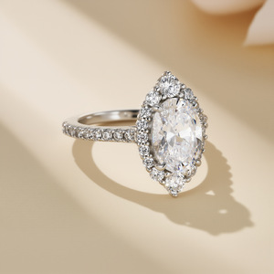 Bague de fiançailles en or S925 avec moissanite <span class=keywords><strong>VVS</strong></span> 1CT de luxe léger pour femme, coupe ronde brillante - Product Image 3