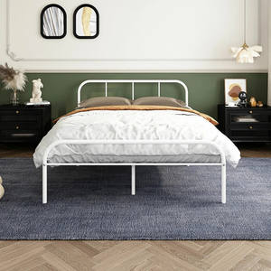 Queen Bed Frame Base Plate-forme Matelas Fondation Métal Blanc Chambre Meubles Simple Moderne Pleine Chambre Métal Acier Tube <span class=keywords><strong>GDLT</strong></span> - Product Image 5