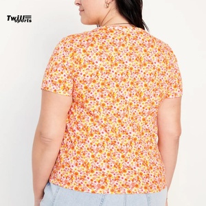 T-shirts en polyester à col rond et manches courtes, coupe ample, imprimés 3D, vente en gros à prix réduit, impression personnalisée en vrac pour femmes - Product Image 5