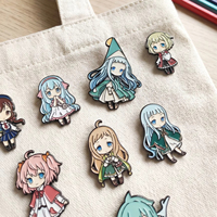 Badge en émail métallique personnalisé en gros, thème Fille Sorcière Rétro, personnage de dessin animé/anime, épingle de revers pour cadeau, promotion ou loisirs, en stock