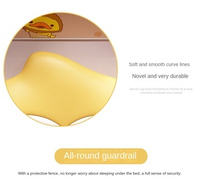 เตียงเด็กเล็กการ์ตูนเป็ดเหลืองสุดหรูทันสมัย โครงไม้สนแท้ หุ้มหนัง พร้อมราวกั้น หลายขนาด สำหรับห้องนอน - Product Image 3