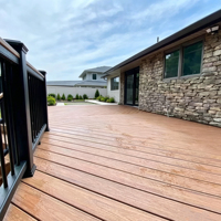 Kit complet de terrasse en WPC moderne de 2e génération, 18 mm, gaufrage 3D, imperméable et résistant à l'humidité pour jardin, garantie 5 ans