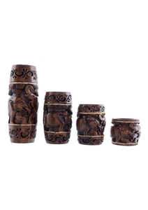 Juego de Portavelas de Madera Hechos a Mano, Diseño Redondo Tallado Tradicional, Decoración de Mesa para Interiores, Pieza de Arte para Sala de Estar - Product Image 4