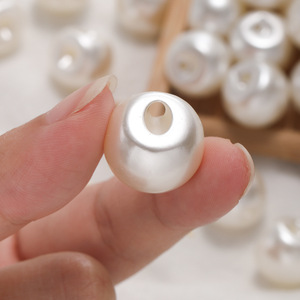 Imitation Pearl Edge Hole <b>Button</b> Round <b>White</b> Concealed Pearl <b>Button</b> For Women's Shirt DIY Jewelry Accessories - Product Image 2