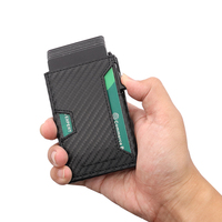 Dropshipping Portefeuille porte-cartes en cuir PU en aluminium avec Pop up Design RFID Safe Slim Card Case OEM Disponible