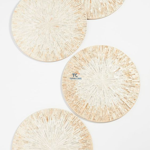 Best Selling Eco-Friendly Antique Mother Pearl Shell Flat <b>Placemats</b> Bohemian Luxury Style Customizable Size Color Handmade - Product Image 2