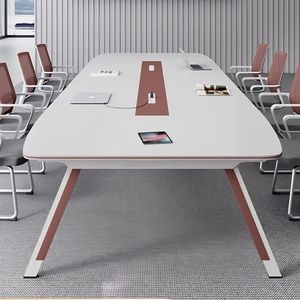 โต๊ะประชุมทรงสี่เหลี่ยมผืนผ้า โต๊ะประชุมสำนักงานทันสมัย พร้อมปลั๊กไฟฟ้า ดีไซน์มั่นคง สำหรับใช้ในห้องประชุม - Product Image 1