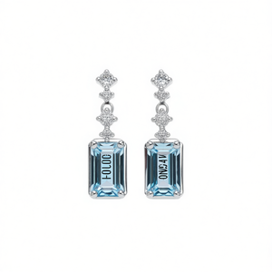 Orecchini pendenti HOLDC con zirconi blu, taglio smeraldo, montatura a griffe, geometrici, classici, gioielli da festa da donna, orecchini alla moda in lega - Product Image 1