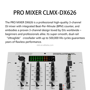 Mezclador de DJ Profesional Clavax CLMC-DX626 de 3 Canales de Audio Digital con Contador de <span class=keywords><strong>BPM</strong></span> y Control VCA, Consola de Mezcla para Fiestas y Bares - Product Image 6