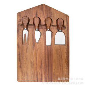 Juego de Tabla de Quesos de Madera de Acacia con 4 Cuchillos y Tenedor, Tabla de Cortar Multiusos para Quesos y Verduras - Product Image 1