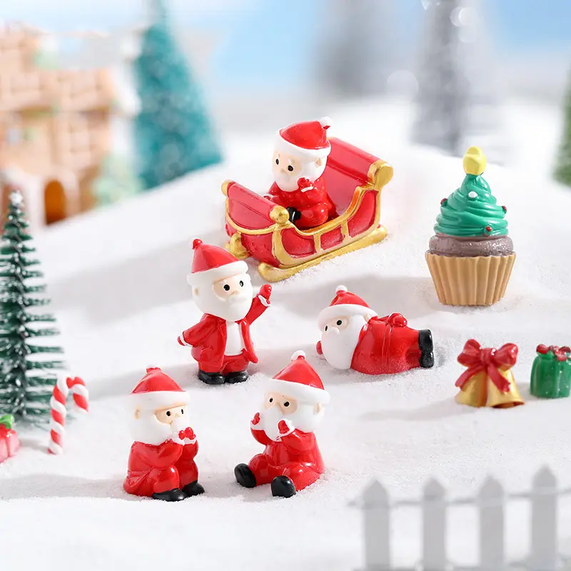 50個クリスマスサンタそりギフトケーキ妖精の庭ミニチュア置物マイクロ風景装飾家の装飾ギフト