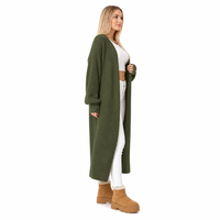 Cardigan Femme Personnalisé avec LOGO, Tricoté Épais, Manches Longues, Couleur Unie, Décontracté, Tendance Hiver, Polyester Doux, Fabrication OEM & ODM