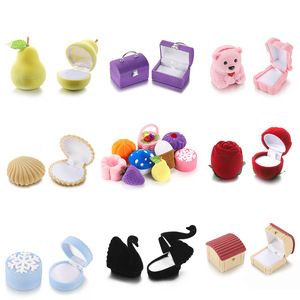 Velvet Ring <b>Box</b> Cartoon Jewelry Packaging Heart Shape Flannel <b>Material</b> For Wedding Gift <b>Storage</b> - Product Image 5