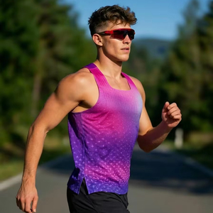 Custom Ultra-Light 3d Air Grid Brand Fabric <b>Mens</b> Full Sublimation Running <b>Singlet</b> Elastic Breathable Dry Fit Tank Top - Product Image 1