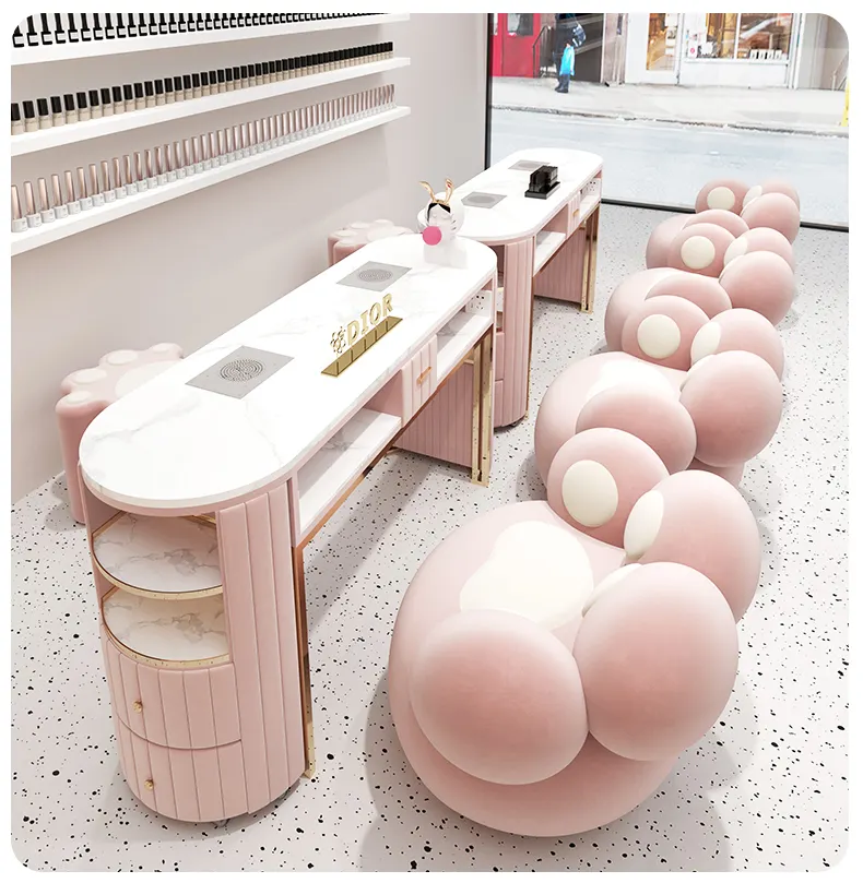 Youtai modern wholesale nail station desk salon furniture sets beauty equipment manicure table with drawer for nail shop