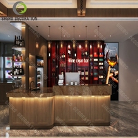 Comptoir de bar d'hôtel haut de gamme, vitrine de luxe, meuble de présentation en placage de bois, armoire à cigares, mobilier de magasin de tabac, conception de boutique complète