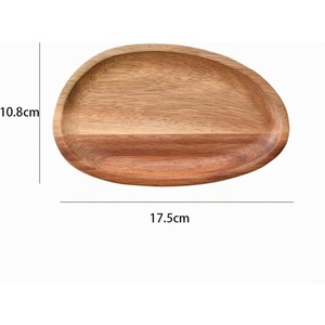 Plateau de service en bois d'acacia écologique et durable, plateau de dîner irrégulier personnalisé avec logo, plateau pour collations, fruits, desserts pour les fêtes - Product Image 2