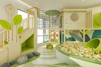 Parque Infantil Comercial Interior de Madera con Tobogán Doble, Piscina de Pelotas, Casa de Escalada y Zona Sensorial para Guarderías y Centros Comerciales