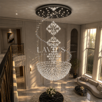 Lustre moderne de luxe en cristal K9 de grande taille pour grand salon de villa, hall d'hôtel, manoir, éclairage suspendu sur mesure pour plafond haut