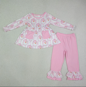 Sibling Baby Girls Santa Pockets Stripe <b>Tunic</b> Ruffle Pants <b>Christmas</b> Clothes Sets - Product Image 4