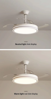 Ventilateur de plafonnier invisible de 42 pouces avec lumières LED 6 vitesses interrupteur de télécommande pour chambre cuisine salon
