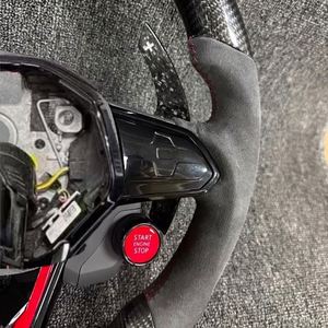 Volante Deportivo LED de Fibra de Carbono Compatible con Volkswagen Golf8 MK8 MK7 MK6 GTI GTD GTS GTE GLI <span class=keywords><strong>R</strong></span>-<span class=keywords><strong>Line</strong></span> <span class=keywords><strong>R</strong></span> Golf7 Golf6 CC Polo Passat JETTA GTR - Product Image 3