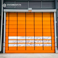 Puerta Rápida Apilable Moderna de PVC Reforzado con Cortina, Control Servo, Ventanas de Visión Personalizadas, Entrada para Hangar de Aviones, Resistente al Viento