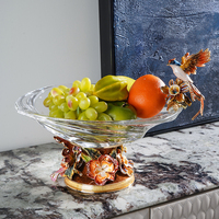 RORO Cadeau de décoration de maison de luxe pour l'entrée du bureau à domicile Lux Bird Style décoration de table Bling Bling verre transparent plateau à fruits bol