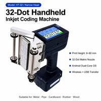 Impresora de inyección de tinta portátil Android de matriz de puntos DOD de 32 puntos (62-124 mm) para placa de acero, tubería, hormigón, cartón, viga, fecha y código de lote