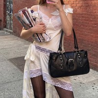 Sac fourre-tout grande capacité rétro coréen, nouvelle collection 2026, style Spicy-girl, sac bandoulière sous le bras, sac biker cool et audacieux avec fermeture à rabat