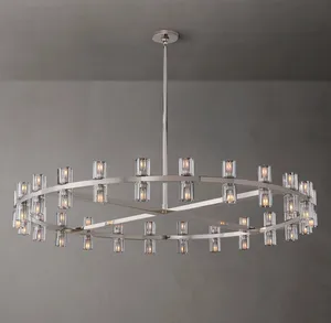 Grande lampadario circolare, decorazione del soggiorno, lampadario di cristallo di lusso moderno