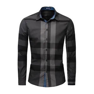Low MOQ Man Dress Business Shirts Plus Size Men Classic Black Casual Shirt With Custom Logo