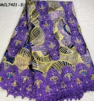 Tissu en dentelle Ankara 100 % coton de haute qualité, écologique, nouveau, grand motif scintillant perlé, style africain