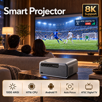 Projecteur 4K, écran LCD 5 pouces, télévision numérique ATSC, HD natif 1080P, Android, mise au point automatique, home cinéma, 2 Go de RAM, 16 Go de stockage
