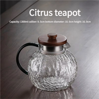 Carafe à eau en verre borosilicate de haute qualité avec couvercle filtrant en bois et acier, pichet résistant à la chaleur pour thé glacé, café et boissons chaudes