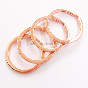 Porte-clés en métal plat robuste, pièces, or Rose, accessoires fendus - Product Image 4