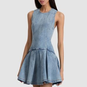 ชุดเดรสยีนส์ทรงเอเข้ารูป ดีไซน์จีบเอว แฟชั่นฤดูร้อนปี 2025 สไตล์เซ็กซี่เก๋ไก๋ สำหรับผู้หญิง ผลิตตามสั่งจากโรงงาน - Product Image 2