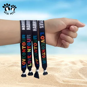 Manufacture Fancy Fabric Bracelet Wristband Pulsera Reusable Cloth Event Party Hand Bands Custom Polyester Festival Wrist Band