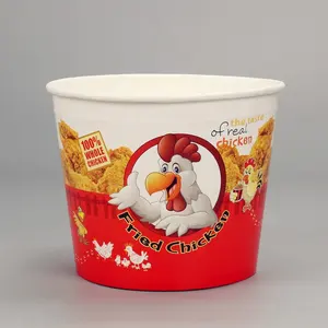 Secchi per alimenti in carta per popcorn personalizzati da 64 once, secchi per pollo fritto in carta con coperchio, secchi di carta usa e getta per imballaggio alimentare
