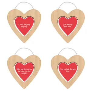 Valentines Labels Art Craft Pieces Blank Name Tags Wooden Love Heart Shape Slices for Party Wedding Home Decoration Art Craft