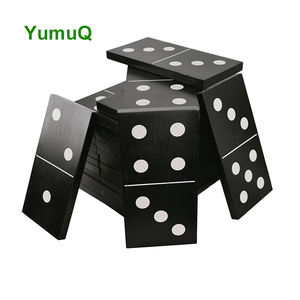 YumuQ Double dominos d'intérieur et d'<span class=keywords><strong>extérieur</strong></span> géants en bois. Six jeux en bois 28 pièces grande taille avec sac - Product Image 2