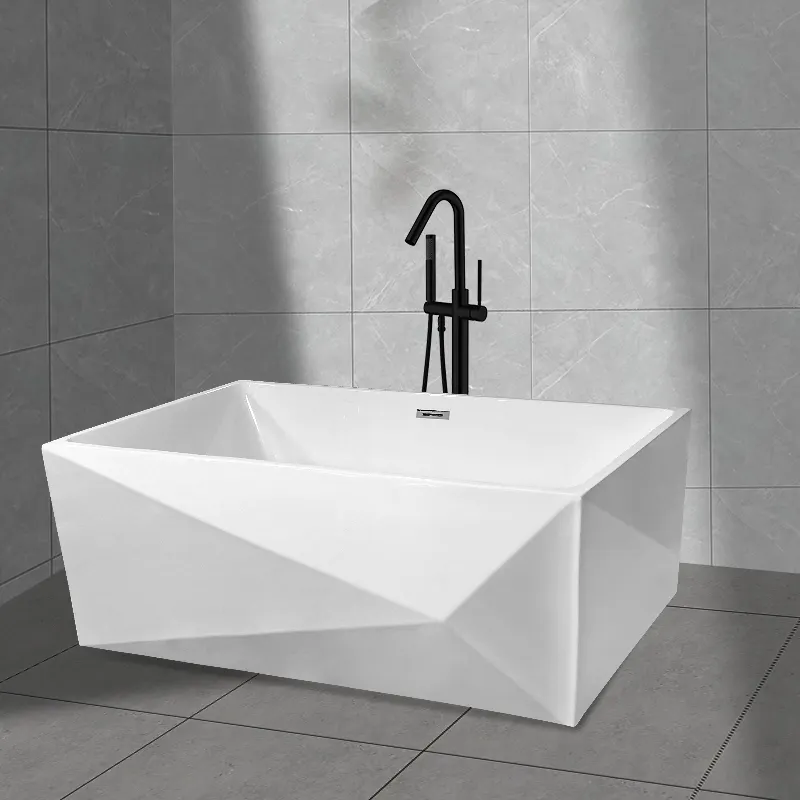Amazon Hot Sale Matt White Elegant Solid Surface Bathtub Artificial Resin Stone Freestanding Bath Tub