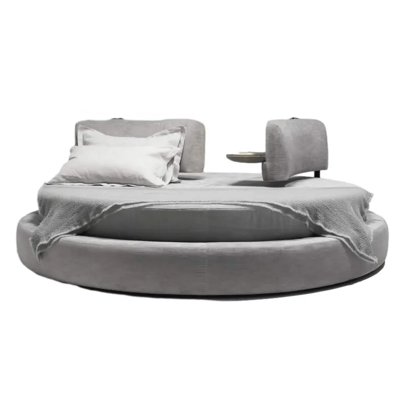 Простая круглая деревянная кровать в скандинавском стиле, двуспальная кровать для принцессы, Современная Большая дизайнерская мебель для спальни, кровать