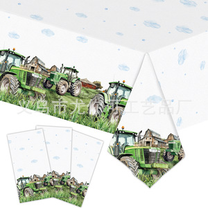 Articles de fête d'anniversaire sur le thème du tracteur : assiettes en papier, gobelets, serviettes, nappe, ensemble de décoration jetable sur le thème de la ferme pour enfants de 5 à 7 ans - Product Image 3