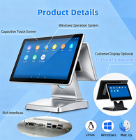 Sistema POS Todo en Uno de 15.6 Pulgadas con Pantalla Dual, Caja Registradora con Windows 10 y Pantalla Táctil Capacitiva