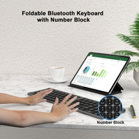 Teclado Bluetooth Plegable Tipo Máquina de Escribir, Teclado Inalámbrico Ultrafino con Teclado Numérico Independiente